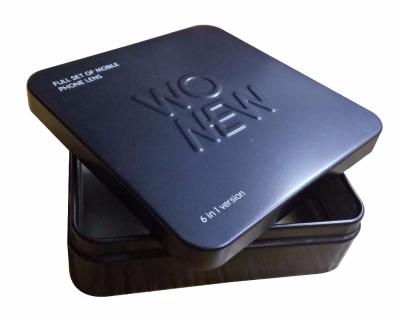 China Top Quality Recycled Materials Matt Black Big Square Tin Box For Cookies for sale