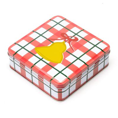 China Custom Cookie Gift Packaging Plain Galvanized Tin Box Empty Cookie Packaging Square Tin Can for sale