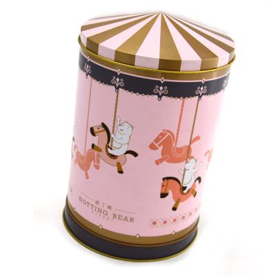 China Cute New Design Round Metal Tin Box Christmas Gift Packing Music Tin Box for sale