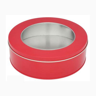 China Custom Printed Round Safety Watch Tin Box Gift Packaging With PVC Window Candy Cookie Metal Tin Box for sale