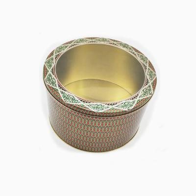 China Saffron custom printed round empty oacking metal tea canister packaging container with PVC window tin jar lid spice 300g 500g saffron tin box for sale