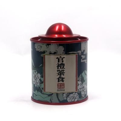 China Small Round Tea Packing Tin Box Red Tea 30g Metal Storage Box Tea Container Tin for sale