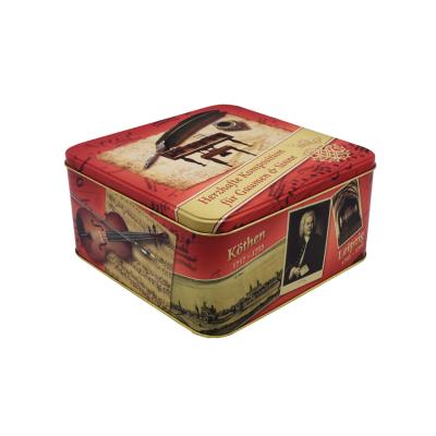 China Cookie Customized Printing Metal Can Box Packaging Rectangular Shape Food Grade Candy Candle Cake Cookies Cookie Tin for sale