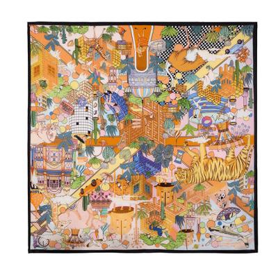 China Animal Paradise Garden Squares 53 x 53cm Twill Silk Scarf Customize Luxury Floral Print Square Scarf Fashion Scarf For Women for sale