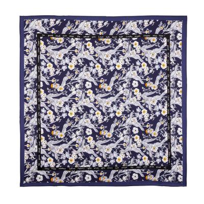 China Square Poppy Forest 53 x 53cm Twill Silk Scarf Customize Square Neckerchief Fashion Floral Printing Luxury Square Scarf For Women for sale