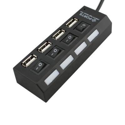 China Cheap Plastic Laptop PC USB 2.0 Hub 4 Port Splitter With Individual Switch for sale