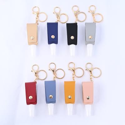 China PU 30ml Retail Portable Leather Sanitizer Holder Key Chain, Travel Perfume Alcohol Spray Portable Leather Bottle Holder for sale