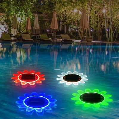 China Garden Amphibious Waterproof IP68 Sunflower Led Solar Pool Light Outdoor Decorative Solar Light For Garden for sale