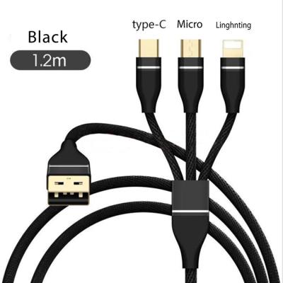 China IOS System Good Quality Factory Direct Sale 3in1 2.0 Cable Nylon Micro Usb Charger Cable for sale