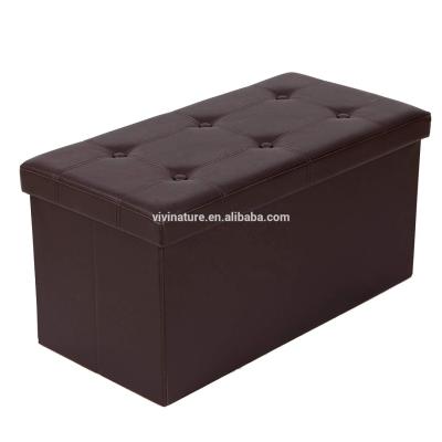 China Sustainable Folding Storage Ottoman Cafe Bench Foot Rest Stool Box With PU Leather for sale