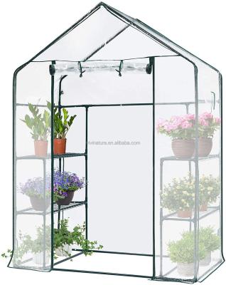 China Easily assembled foil outdoor and indoor greenhouse with durable breathiness PE cover shelf for sale