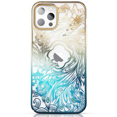 China Anti-fall Designer Phoenix Luxury Crystals Full Pattern Hard PC Hard PC Mobile Phone Case Electroplating Protective Cover For iPhone 12 Pro Max for sale