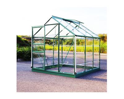 China Easily Assembled Walk-in Aluminum Tempered Glass Garden Greenhouse With Steel Base for sale