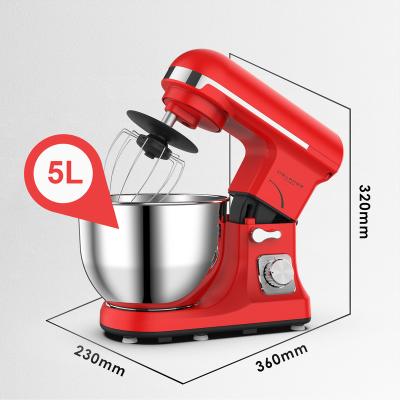 China Electric Beater Ejector Knob Kitchen Appliances Tabletop Food Mixer With 5L Bowl Stainless for sale