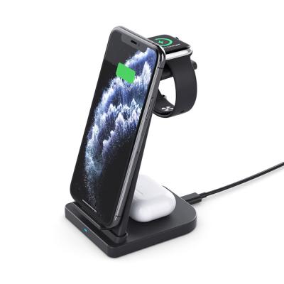 China Smart Phone Wireless Charger Support 2021 New Dismountable Multifunctional 3 in 1 Fast Charging Qi Wireless Charger 3 in 1 Wireless Charger Stand for sale