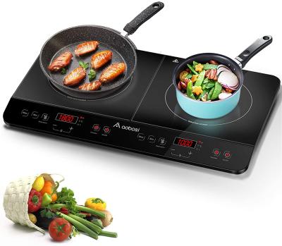 China Crystal Glass Plate Hotel Aobosi Induction Hob Induction Double Surface Plate Sensor, Touch Control, Timer Black Power and Fun for sale