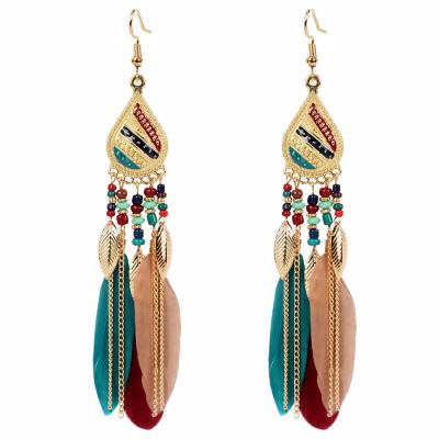 China Ethnic European and American popular earrings exaggerated earrings simple ethnic personality feather style earrings women for sale