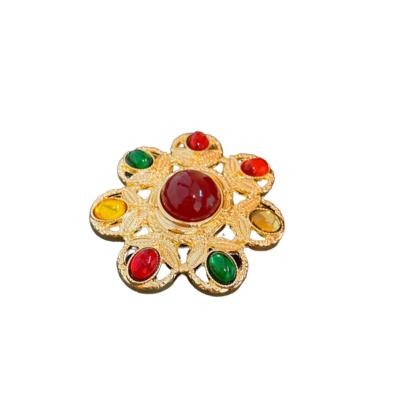 China French European and American court luxury floral style fashion brooch light vintage fashion brooch light heavy industry brooch pin for sale