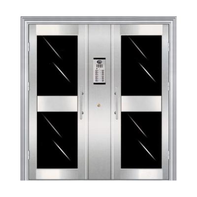 China Anti-Theft Building Entrance With Access Sensor And Electric Lock Stainless Steel Security Door for sale