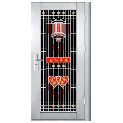 China Anti-Theft Full Tempered Or Frosted Glass With Grill Inside Stainless Steel Single Door for sale