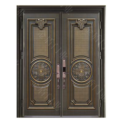 China Rustic Security Main Entrance Casting Aluminum Anti-Explosion Double Leaf Door for sale