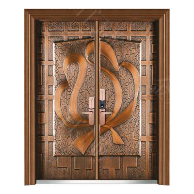 China Traditional High Quality Casting Aluminum Fingerprint Lock Double Leaf Door for sale