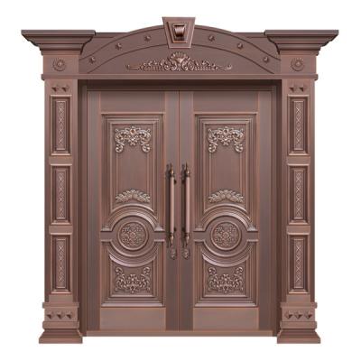 China Contemporary Electronic Lock Mansion Security Bronze Coating Main Entrance Double Leaf Door for sale