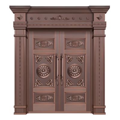 China Contemporary Copper Bronze Main Entrance Anti-Explosion Security Double Open Doors for sale