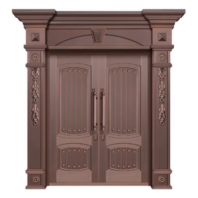 China Modern Residential Large Security Front Copper Plated Anti-explosion Double Leaf Door for sale