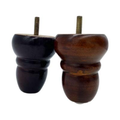 China JIEYING Modern Round 4 Inch Solid Wood Sofa Leg Walnut Furniture Legs Replacement Roll Feet for sale