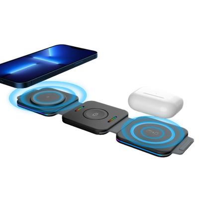 China Mobile Phone Custom 15w Fast 4 in 1 Portable Qi Wireless Charger For Iwatch 3-in-1 Fast Wireless Charger for sale