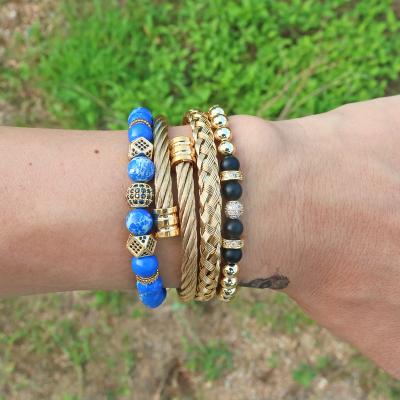 China 4pcs/set bracelets and CLASSIC royal bracelets weaving lapis lazuli bracelet for men's stainless steel bracelet men's jewelry for sale