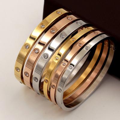 China Beautiful CLASSIC gold brand jewelry woman bracelets stainless steel bracelets woman lovers bracelets and zirconia bracelets gifts for sale