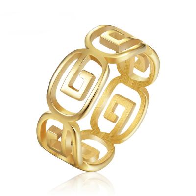 China Jewelry Wholesale Famous Brand Great Wall Pattern Good Quality CLASSIC Good Quality Stainless Steel Ring For Women 18K Gold Plated for sale