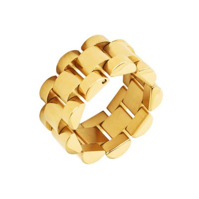 China Famous Trendy Chain Ring For Men Bike Fashion Band Jewelry Ring Stainless Steel Hip Hop Gold Brand Women Rings 18k for sale