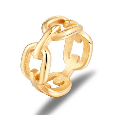 China Beautiful Fashionable Classic Shape Design Woman Ring Stainless Steel Brand Ring 18K Gold Engagement Jewelry For Women Anillos Mujer for sale