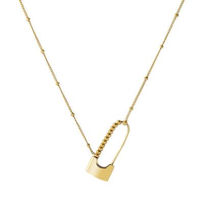 China CLASSIC Jewelry 18K Gold Lock 316L Stainless Steel Pendant Necklace for sale