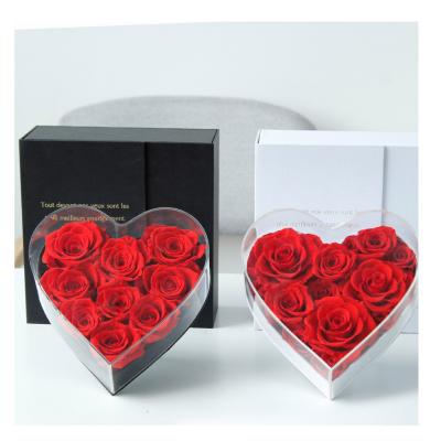 China acrylic cover box preserved roses acrylic cover box preserved roses preserved rose heart acylic box Te koop