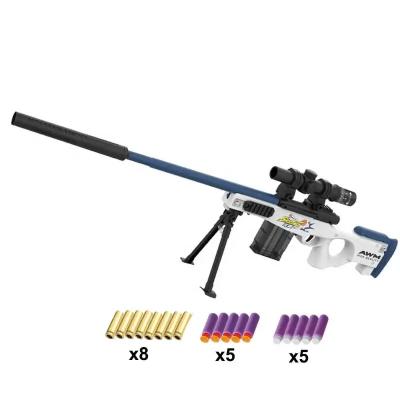 China Electronic Toy Shooting Automatic Ejection Shell Eva Soft Bullet Gun Blaster Awm Sniper Rifle Manual Loading Foam Ammo Toy Gun For Kid for sale