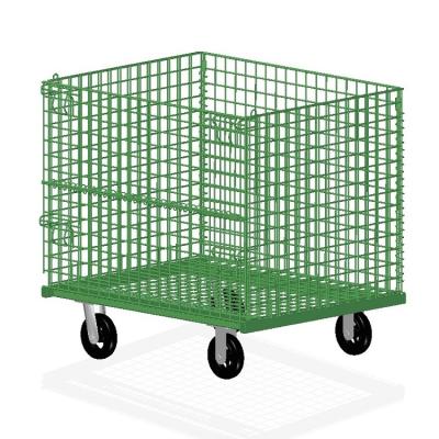 China OEM Collapsible Powder Coating Capacity 500kg Storage Collapsible Wire Mesh Container With Casters for sale