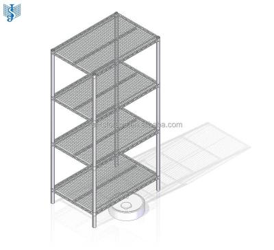 China Corrosion Protection Kitchen Restaurant Commercial Using 4 Tier Steel Wire Shelf Storage Rack for sale