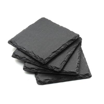 China Factory Hot Sale Viable Wholesale Black Slate Coasters Classic Style Round Environmental Protection Square Heart Shaped Coasters for sale