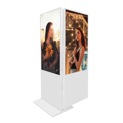 China Buildings Restaurant Payment Machine Dual Screen Floor Stand Advertising Display Kiosk Dual Screen LCD Digital Signage for sale