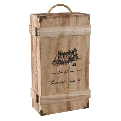 China China Wine Crate A Wooden Wine Crate Containing 2 Wine Bottles for sale