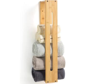 China China Bamboo and Wooden Square Wall Hanging Towel Storage Rack Bath Towel Rack for Family Bathroom Hotel and so on for sale