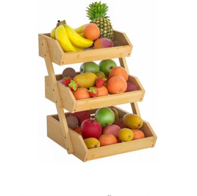 China China Hot-selling 3-layer bamboo fruit and vegetable display kitchen storage wooden rack for sale