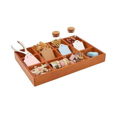 China China Grid Classification Storage Tray Wooden Drawer Storage Box for Small Items, Stationery, Craft Supplies for sale