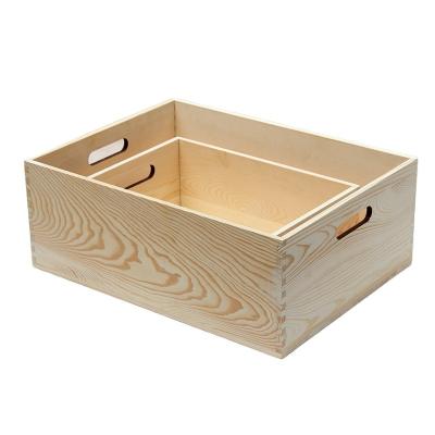 China China Wooden Box Laundry Hamper Vintage Wooden Crate Storage Display Supermarket Solid Dirty Wooden Basket for sale