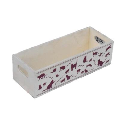 China China Pets Cat Food Box Pet Feeder Wooden Box Rectangle Wooden Feeder for sale