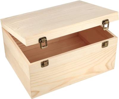 China China Wooden Box Oversized Natural Unfinished Box With Hinged Lid for sale